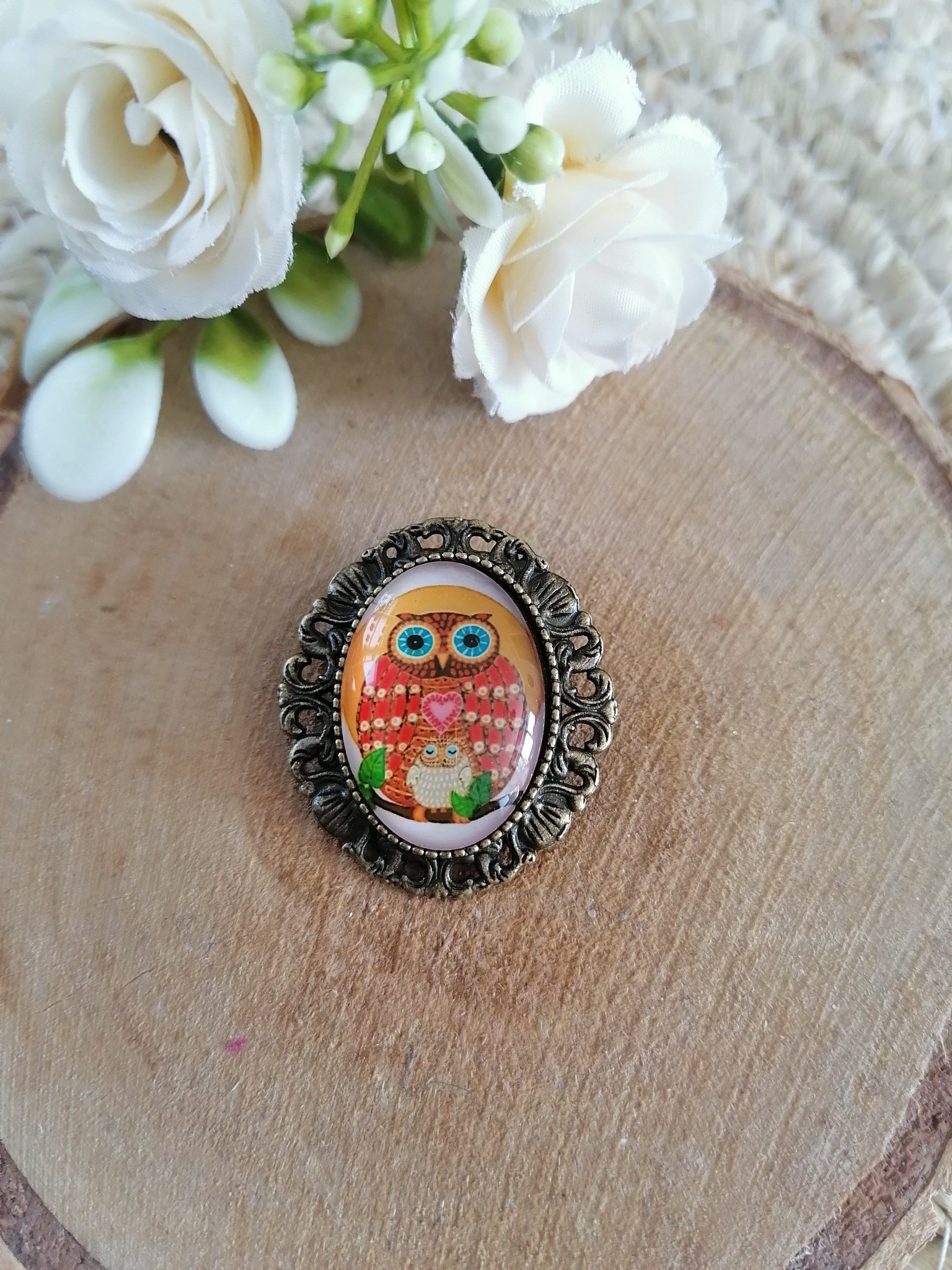 Broche Hibou Orange